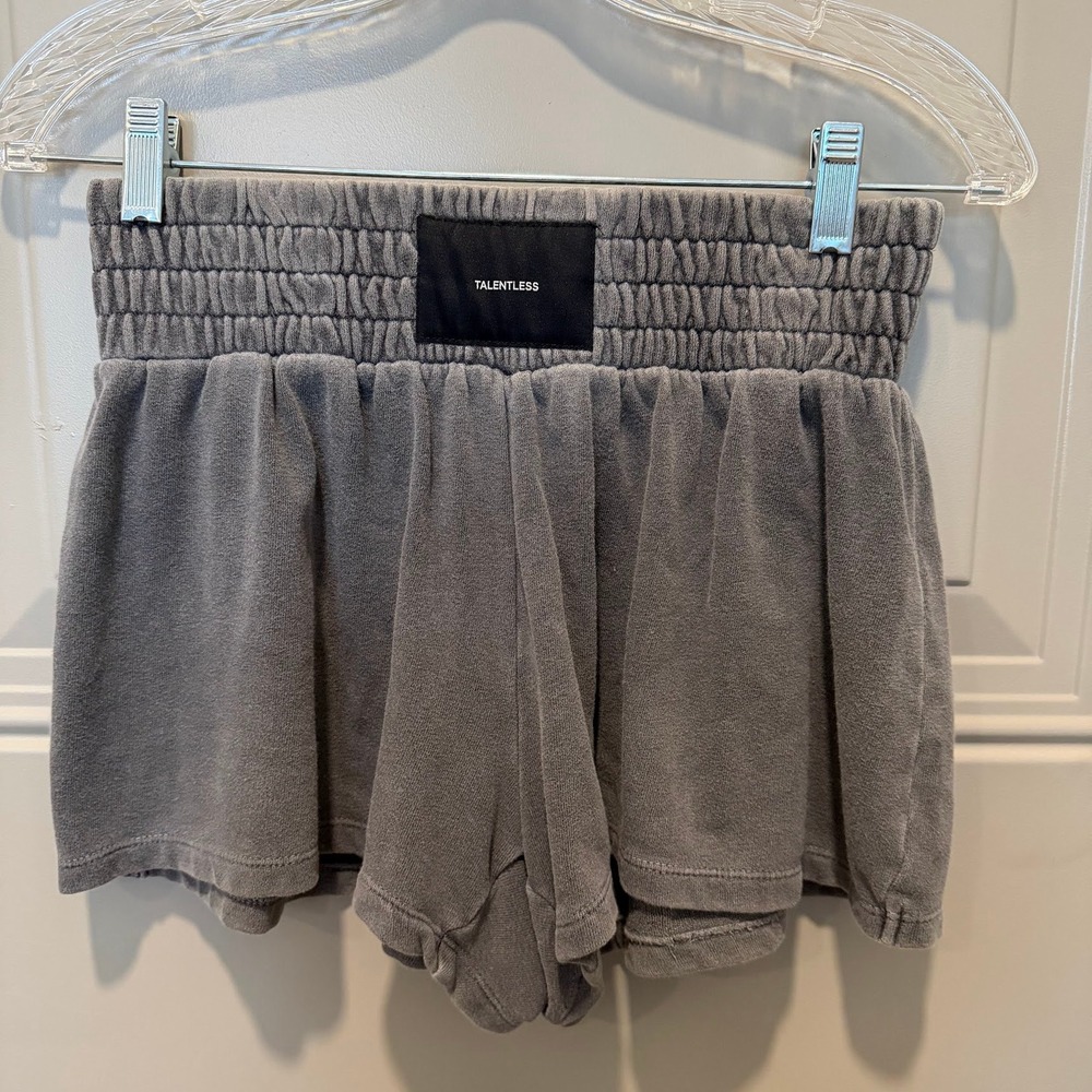 TALENTLESS Gray Terry Cloth Elastic Waist Shorts